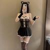 Catwoman Maid Lingerie Set: Sexy Lace Bandeau & See-Through Mesh Nightgown
