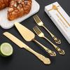 Stainless Steel Cake Cutting Set, Elegant Gold Cake Cutter and Cake Server with Small Forks, Use for Home, Anniversary, Birthday, Wedding, Party