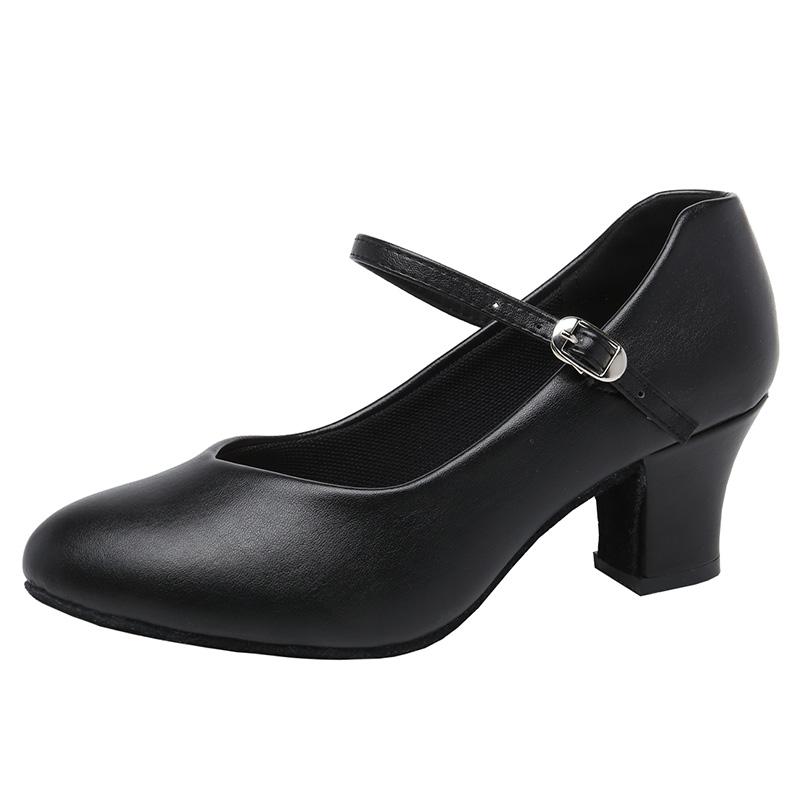 

Женская обувь для современных танцев с закрытым носком, обувь для бальных танцев, вальс, танго, яркие кожаные танцевальные туфли 35 чёрный