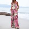 Women's Christmas Print Solid Wide Leg Strapless Tank Pocket Casual Onesie