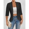 Fashionable Four-Season Casual Commute Hollow out Solid Open Front Jacket Outerwear for Everyday Use