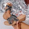 Large Size Rhinestone Slippers Women's Summer New Platform High Heel Slippers Women's Summer Outside Wear