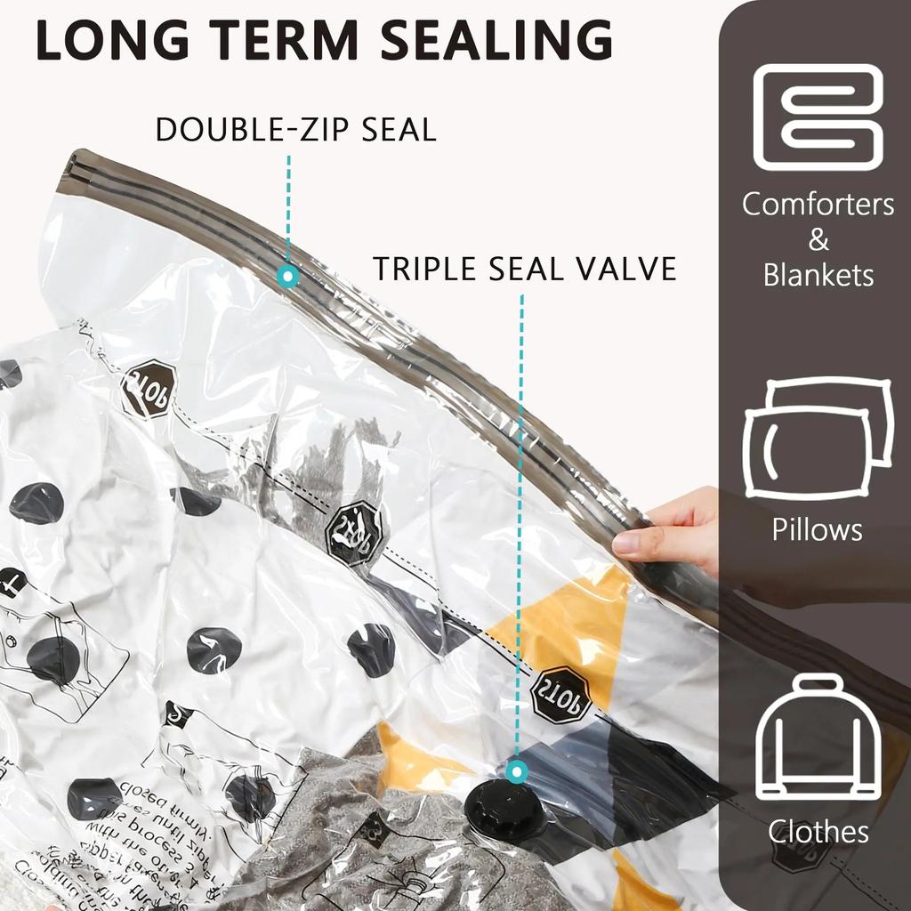 2pcs Vacuum Storage Bags With Vacuum Pump Space Saver Bags for Comforters Blankets Organizer for Clothes