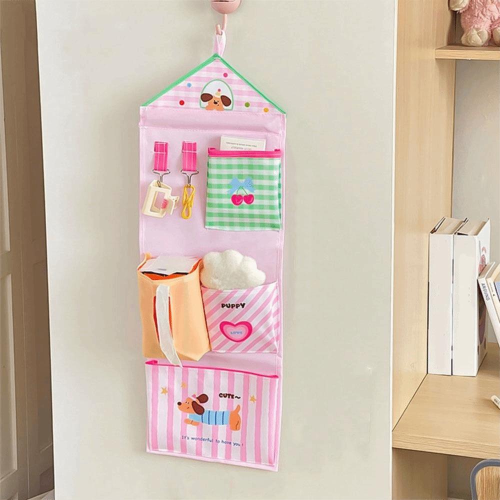 Oxford Cloth Dormitory Storage Hanging Bag Multi-layer Cute Cartoon Hanging Bag Space Saving Wall Mounted Storage Bag Students