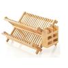 Dish Drying Rack 2-Tier Bamboo Dish Rack for Kitchen Counter Wooden Dish Drainer with Foldable Space-for Dishes, Plates