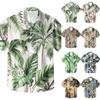 Men's Casual Loose Fit Hawaiian Print Short Sleeve Shirt Lightweight Breathable Summer Beachwear Button Down Shirt