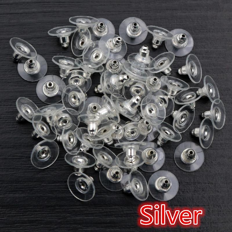 100pcs/Lot 11x6mm Plastic Metal Earring Backs Bullet Stoppers Earnuts Ear Plugs Gold/Silver Plated Findings Jewelry Accessories