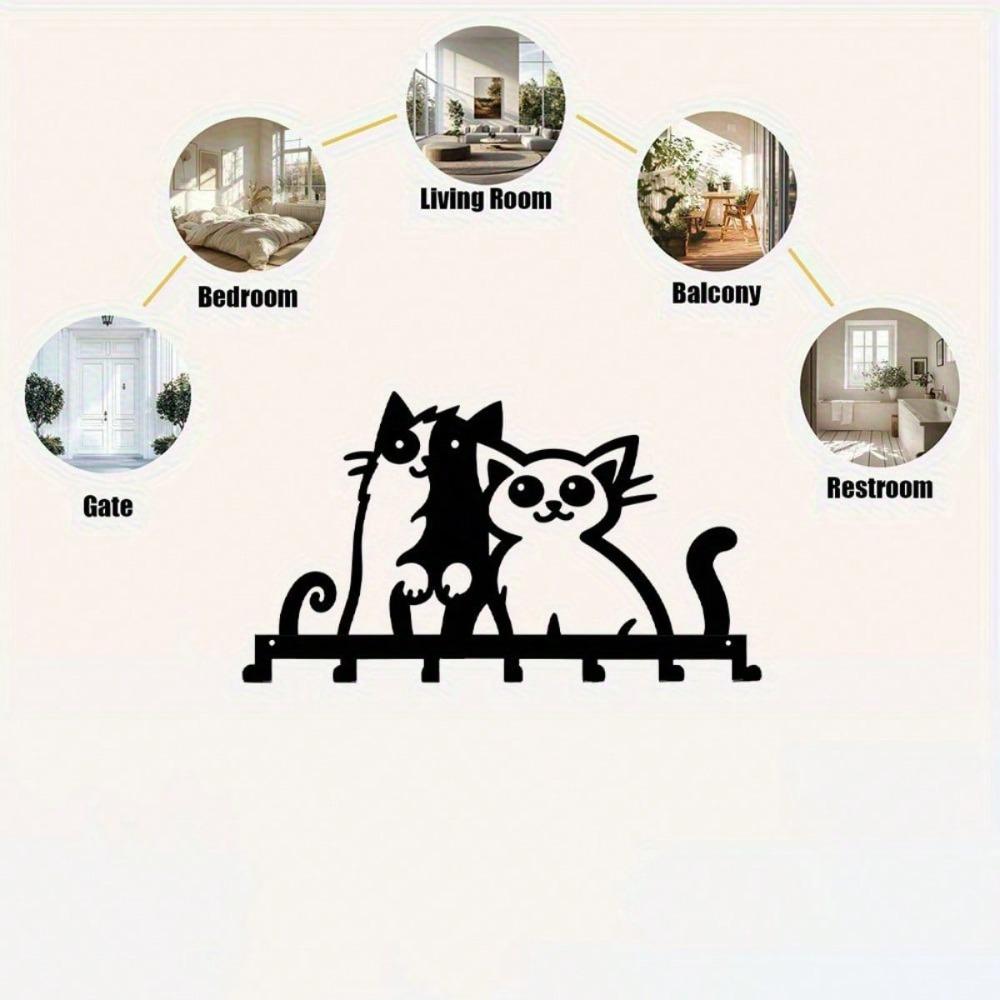 Metal Key Holder Wall Mount 7 Hook Rustproof for Keys Towels Coats Kitchen Bathroom Entryway Durable Pet Friendly Home Decor