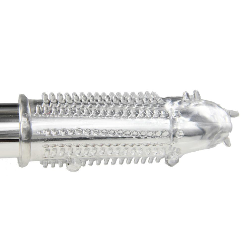 Vibrator Sleeves Ribbed Lasting Textured Penis Extender Sleeve Dotted Finger Condom Delay Cock Ring Enlargement Sex Toy Lover
