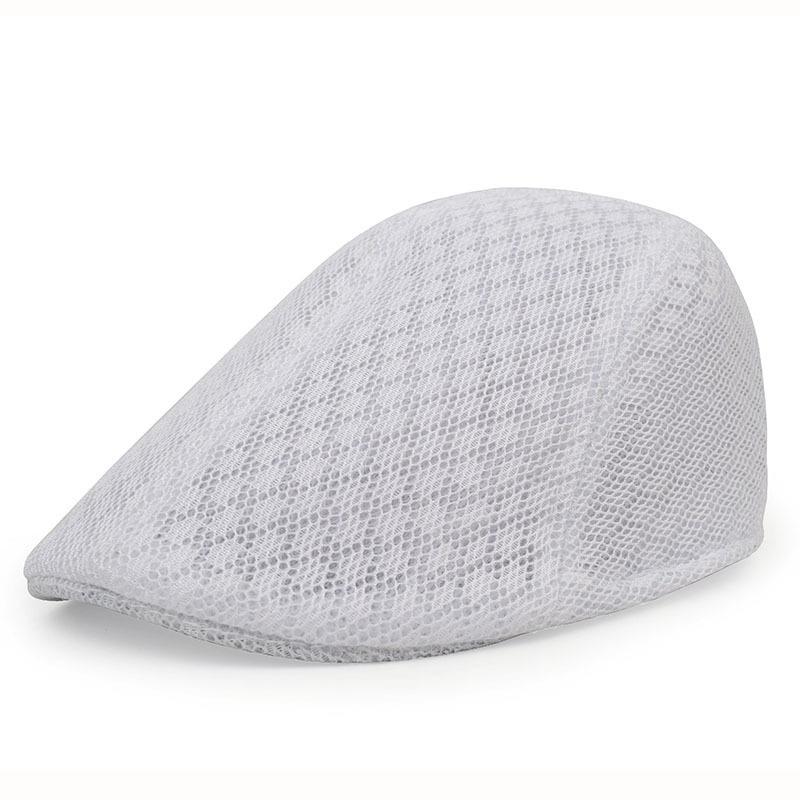 Unisex Summer Retro Beret Hat Hollow Mesh Breathable Front Hat Flat Sun Cap for Men Women Outdoor Casual Travel Golf Fishing Cap