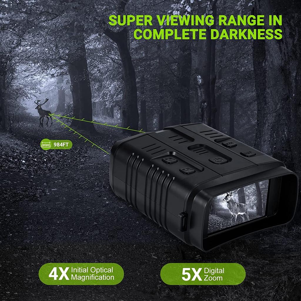 R19 Digital Night Vision Kikkertenhet 1080P HD 3W Infrarød Night Vision Goggles Recorder Full Dark 300m For Jakt Camping