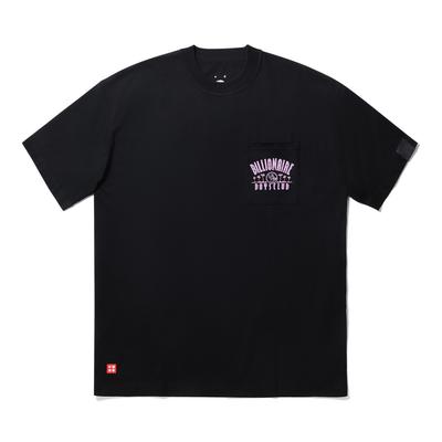 Li Ning X Billionaire Boys Club Colaboração Série Skate Estampa de Letras Confortável Solto Manga Curta Camiseta Masculina Tops Preto AHSUC09-3