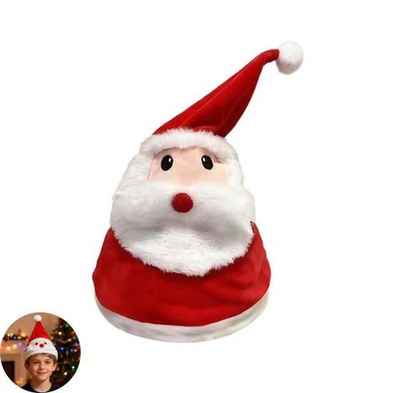 Yousheng Weihnachtsmannmütze Weiche Plüsch Weihnachtsmütze mit Licht-Ton-Show Elastisches Band Weihnachtsmütze Kostümzubehör Feiertagsparty Geschenk