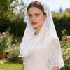 Gothic Bridal Veils Lace Brimmed Wedding Headpiece With Floral Lace For Halloween Bride Ceremony Accessories
