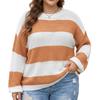 Women'S Top Plus Size Women'S Clothing Style Winter Warm Contrasting Striped Intercolor Pullover Sweater