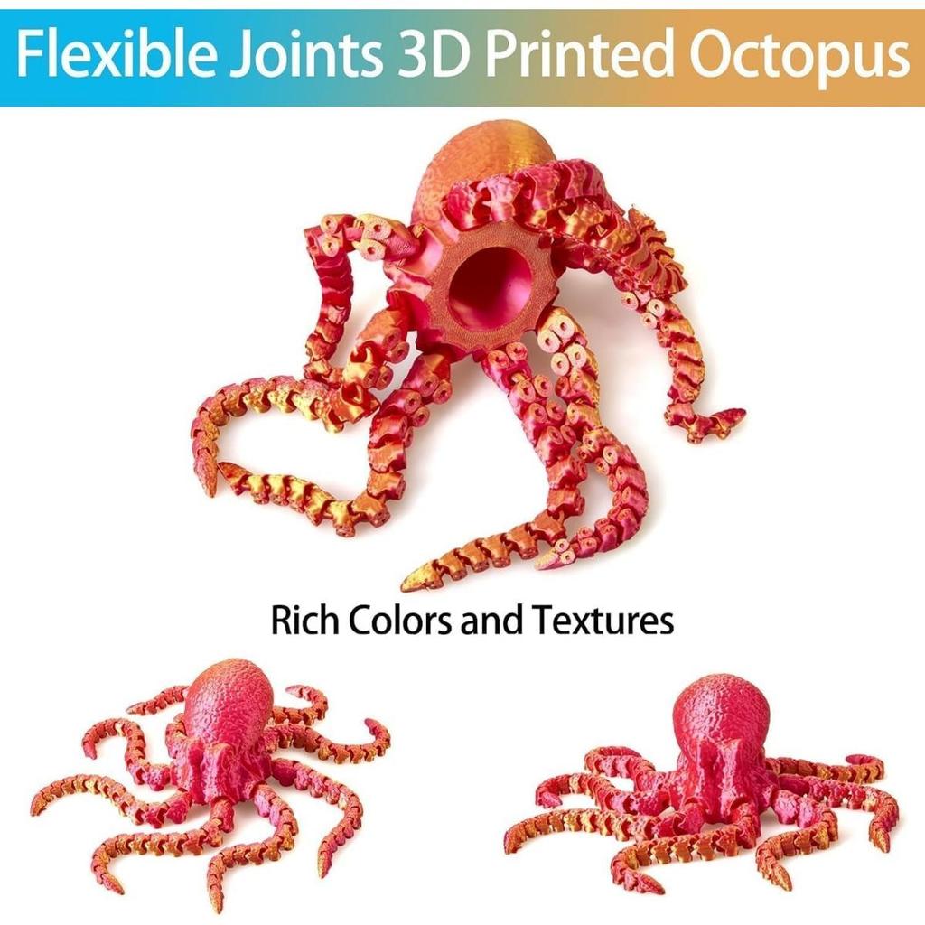 1PC 3D Printed Octopus Animal Toys, Octopus Dash Toys 3D Printed Gifts DIY Creative Decorations Joint Toys Home Decoration Christmas Birthday Gifts