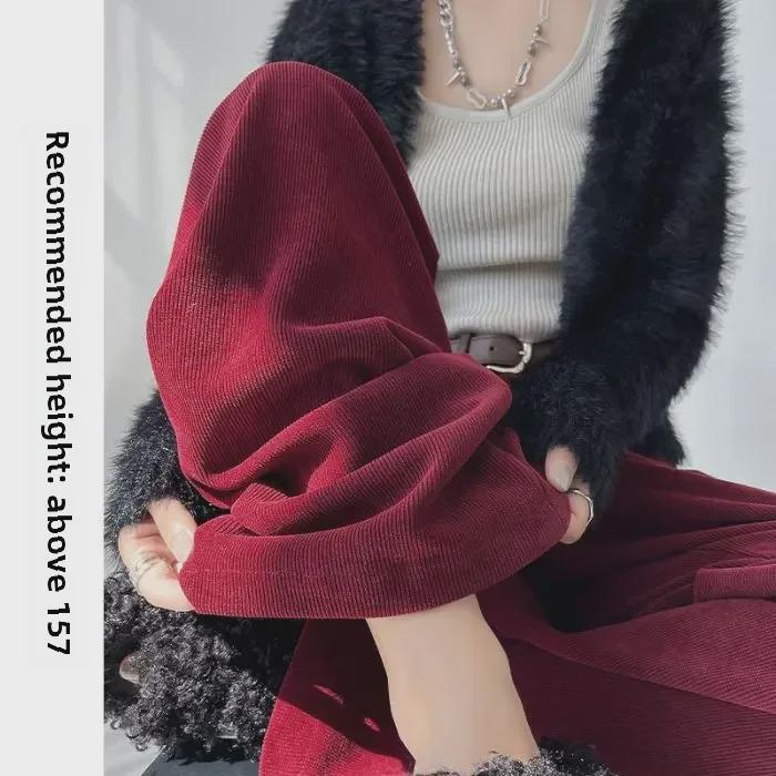 Women's High-Waist Corduroy Wide-Leg Pants - Autumn/Winter 2024 Collection