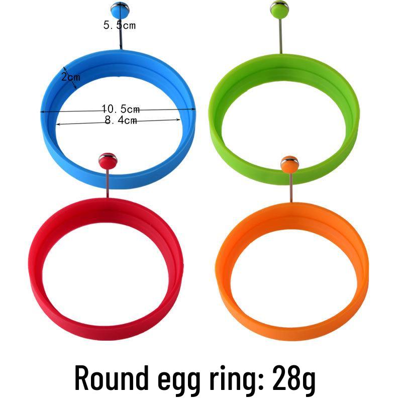 Cartoon Heart-Shaped Silicone Egg Frying Pan Ring with Handle - Nonstick Pancake Mold Cooking Tool