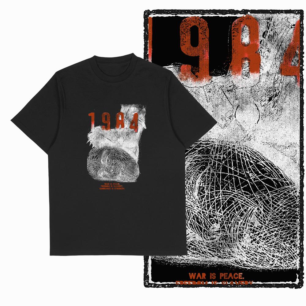 Coolmind X0019 Bavlna velká velikost potisk 1984 Exkluzivní grafické pánské tričko volné s kulatým výstřihem pánské tričko ležérní tričko pro muže trička