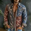 Camisa de Manga Larga para Hombre con Estampado 3D de Vid Bohemio Ropa Casual Suelta de Arte Retro