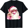Retro Santa Christmas Blowing Bubble Cool Santa Peace Sign T-Shirt