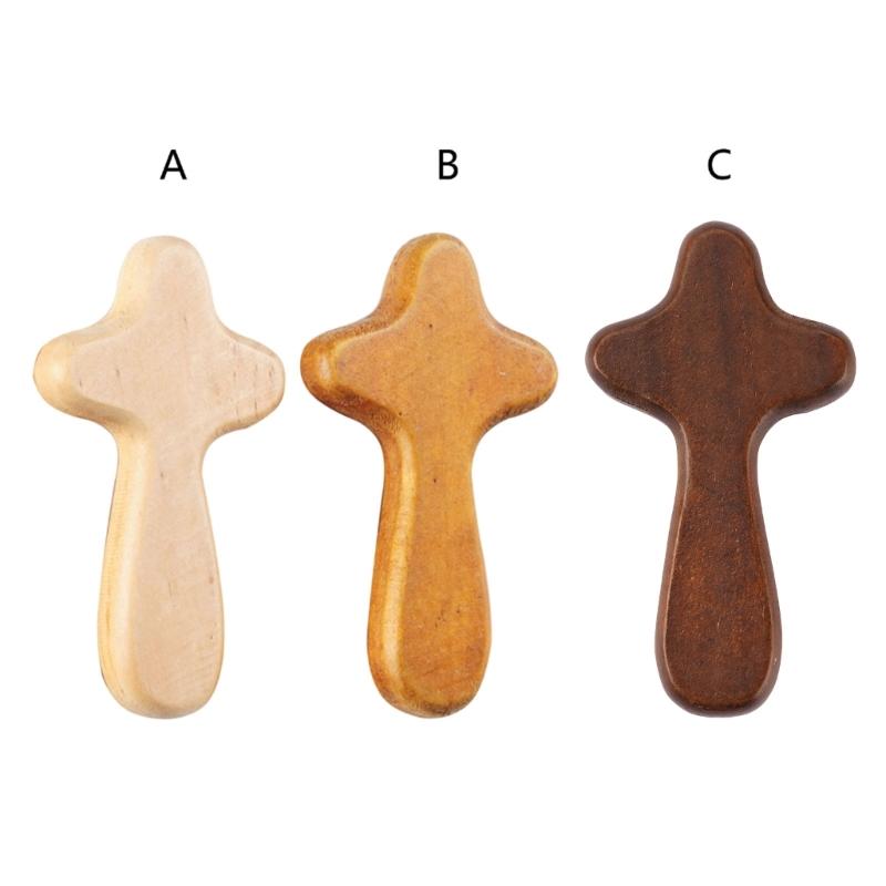 4 Inch Handheld Wooden Prayer Cross Easter Holding Cross Jewelry Making Comfort