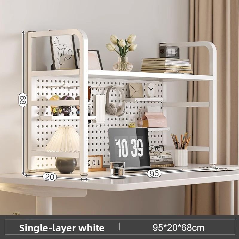Multi-Layer Desktop Hole Board Storage Rack Stand up Computer Desk Organizer Student Dormitory Bookcase Horizontal Shelf Holder