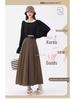 Women's High Waist Gray A-Line Pleated Mid-Length Skirt - Spring, Summer, Autumn 2025