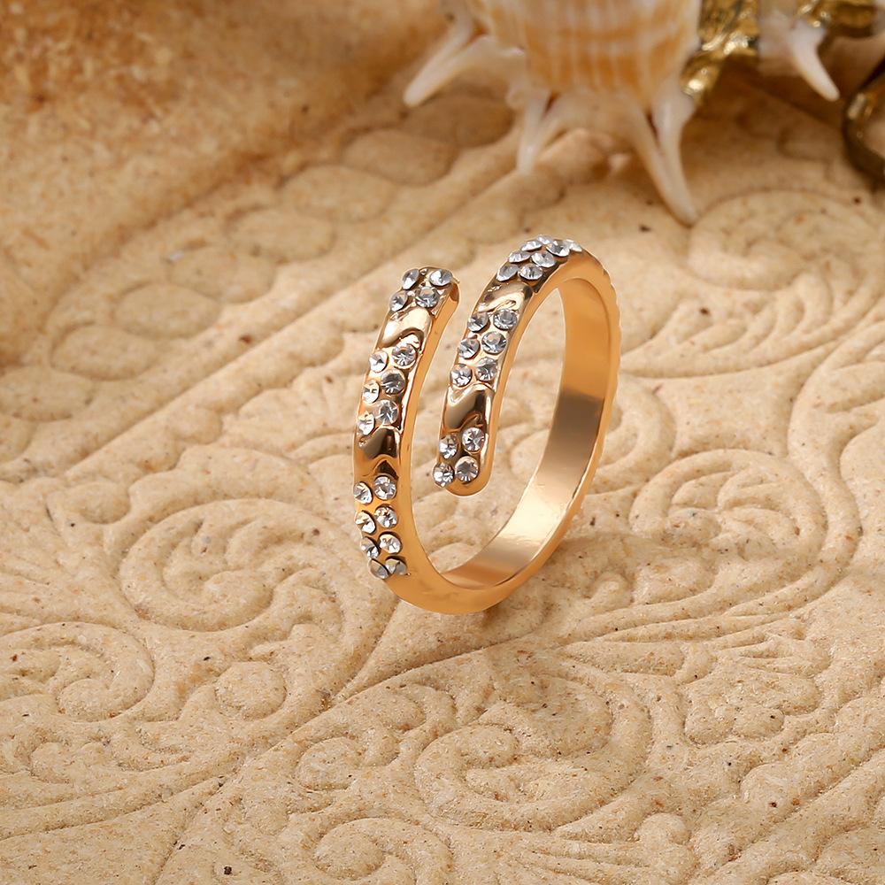 Exquisite Super Flash Slightly Inlaid With Diamond Opening Ring, Personality And Temperament Versatile Opening Adjustable Ring Woman