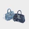 Unique retro and cool platinum bag for women, 2024 new model, denim with a high-end feel, patchwork design, can be used as a handbag, shoulder bag