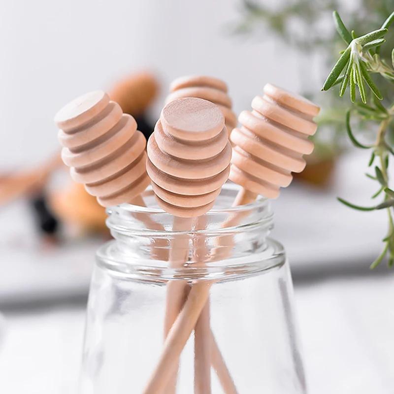 6 Stück Holz Honiglöffel Honig Dipper Stäbe Holzlöffel für Honigglas Sirup Honigstab Mischlöffel Rührlöffel Küchenwerkzeuge 16CM