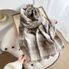 Atmosphere new plaid scarf women's winter thickened student versatile warm cute scarf
