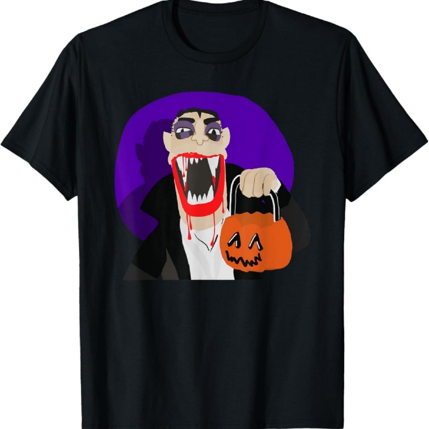 

Дракула Угощай или пугай Милый вампир Мультяшный Хэллоуин Футболка XXXXXL чёрный