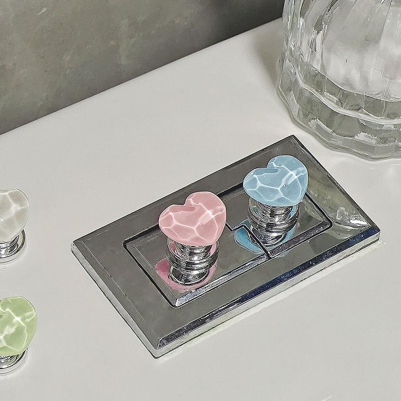 2 Pieces Heart Shaped Toilet Pressers Love Toilet Press Button Tank Press Switch Tank Button Nail Protector Bathroom Decoration
