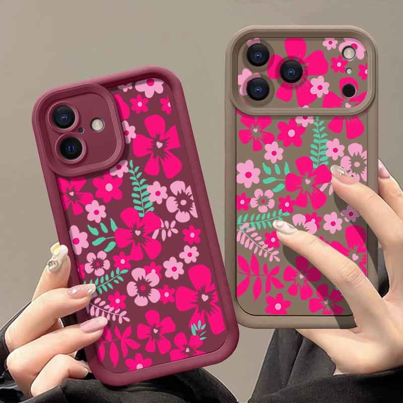 Transparent Soft TPU Back Cover For iPhone 17 Pro Max Air 16 15 Pro Max 14 13 12 Pro Max 11 Cartoon Flowers Printed Phone Cover