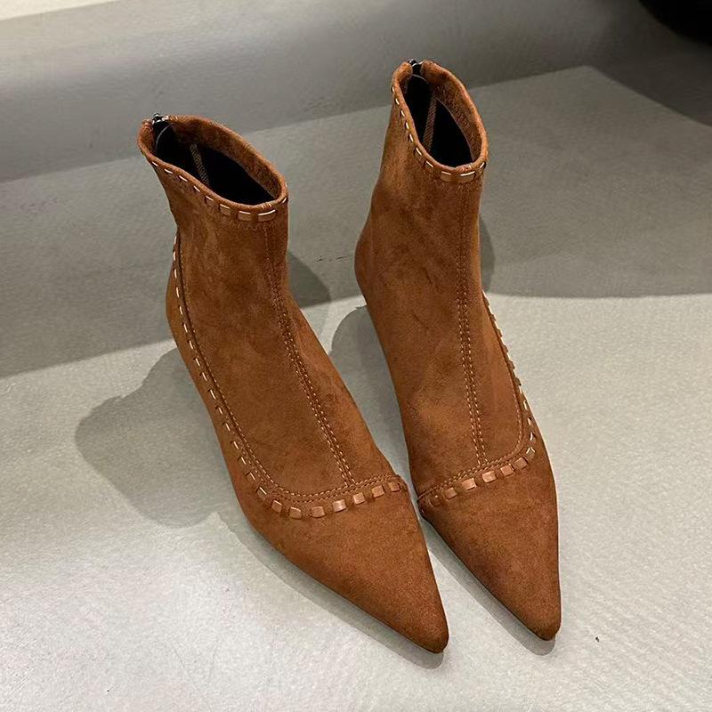 Light luxury niche retro autumn and winter new women's shoes high gloss matte leather fashion boots large size