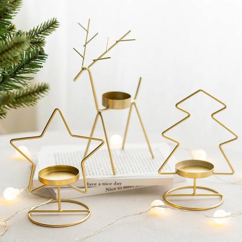 Distinctive Iron Christmas Tree Candle Holder | Star-Patterned, Navidad & Christmas Tabletop Decor