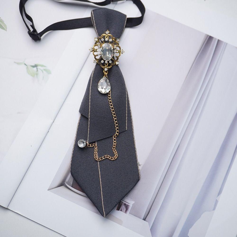 Choker Bow Tie Geometric Pre-tied Tie Y2K Zinc Zinc Alloy Rhinestone Necktie  Uniform Decoration