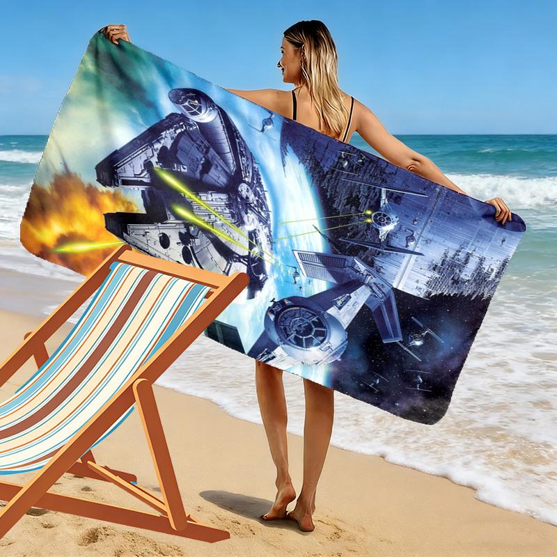 Millennium Falcon Print Beach Towel, Large Soft Quick Dry Towel for Beach Camping Swimming
