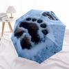 1pc Paw Prints Snow Automatic Folding Umbrella Automatic Open/Close, 8-Rib Durable Frame, Compact Travel Umbrella Suitable037