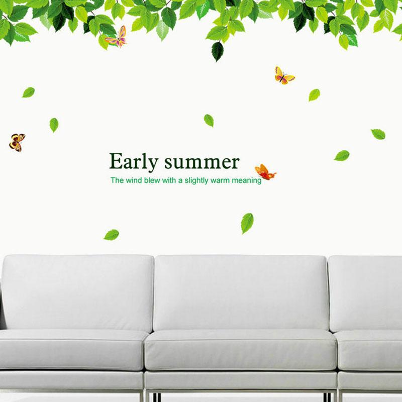 Leaf Wall Sticker Green Botanical Nature Forest Self Adhesive Peel and Stick Living Room Bedroom Sofa Background Modern Home Decor