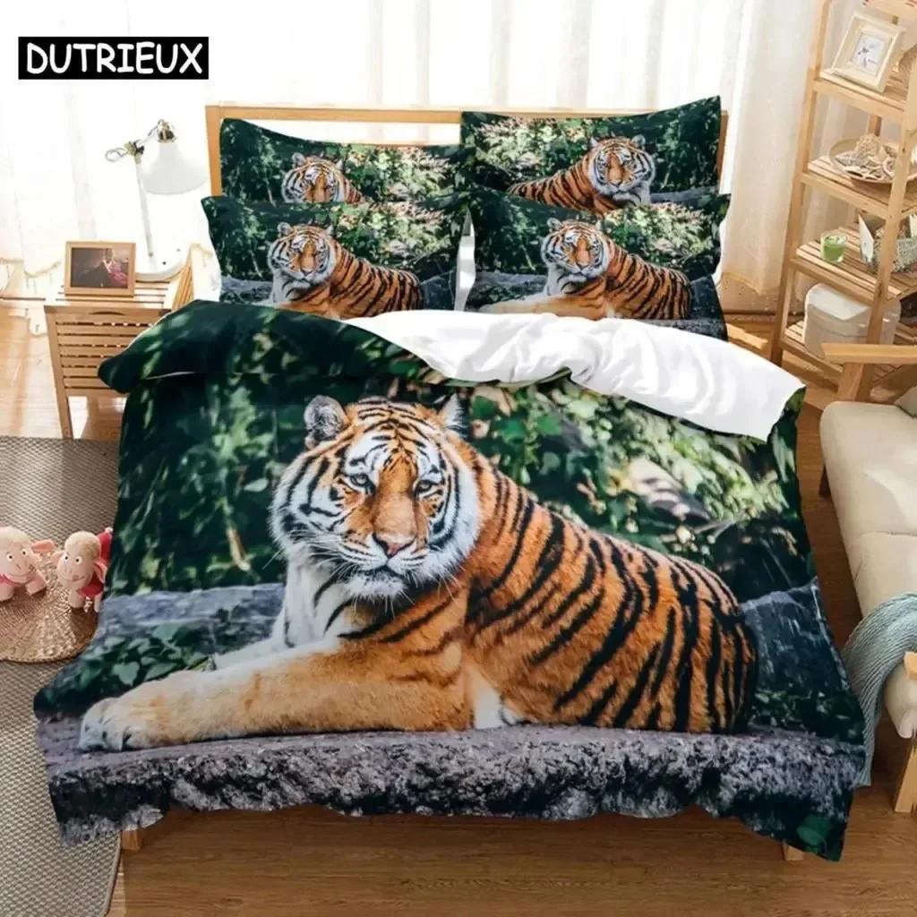 Luxuriös Neu 3D-Druck Tiger Bequemer Bettbezug Bettdecke Kissenbezug Bettwäscheset Kinder Schlafzimmer Dekoration Heimtextil