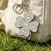 Four Leaf Clover Keychain Sparkling Rhinestone Lucky Charm with Lobster Clasp for Bags And Keys Gift for Women