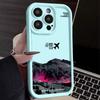 For iPhone 16E 15 Pro Max 14 Pro 13 12 11 XR XS 8 7 Cover Airplane Mountain Pattern Lens Protection TPU Shockproof Soft Silicone Phone Case Shell