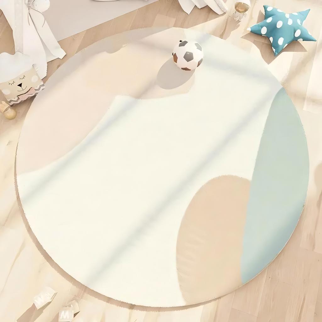 Modern Style Round Living Room Carpet Children's Room Bedroom Crawling Mat Warm Bed Blanket Thick Washable Mat