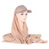 Bubble Pearl Chiffon Shawl with Baseball Cap Hat Wrap Veil Instant Hijabs Bandana Turban Muslim Women Ready To Wear Head Scarf