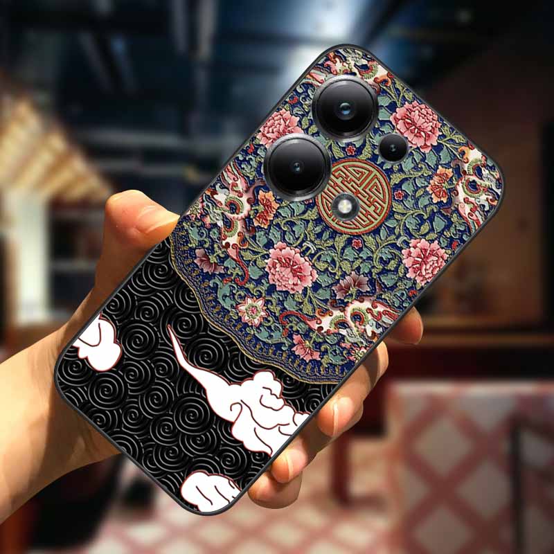 For Xiaomi Redmi Note 13 13pro 5G Case 3D Relief Flower Emboss Soft Silicone Cover For Redmi Note 13 pro Plus Owl interest Cases