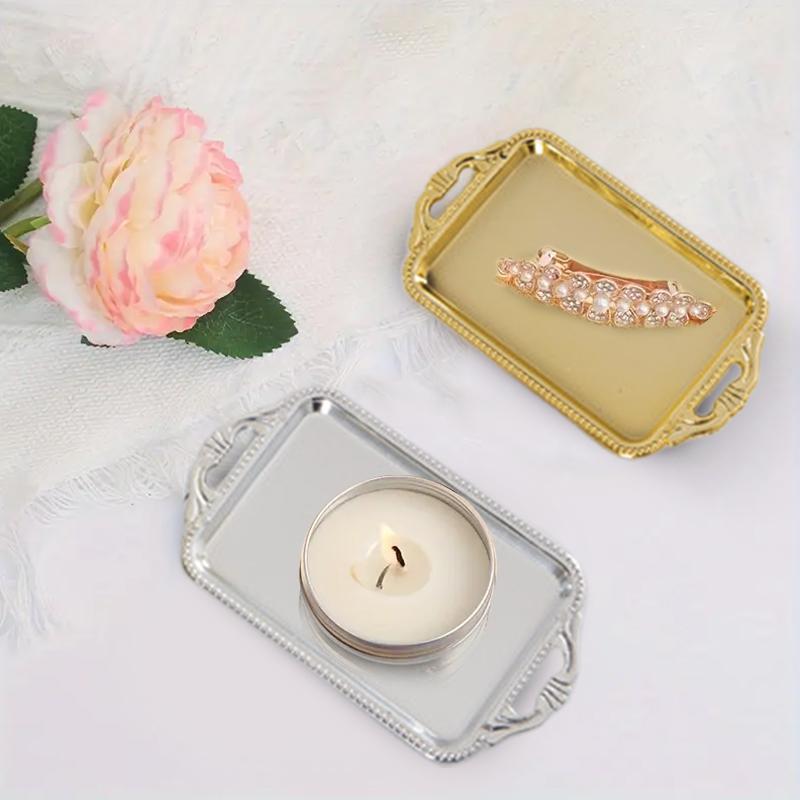 3pcs Plastic Plate Silver Electroplated Plate Fruit Plate Small Tray Gold Jewelry Display Tray Festive Dim Sum 3 styles
