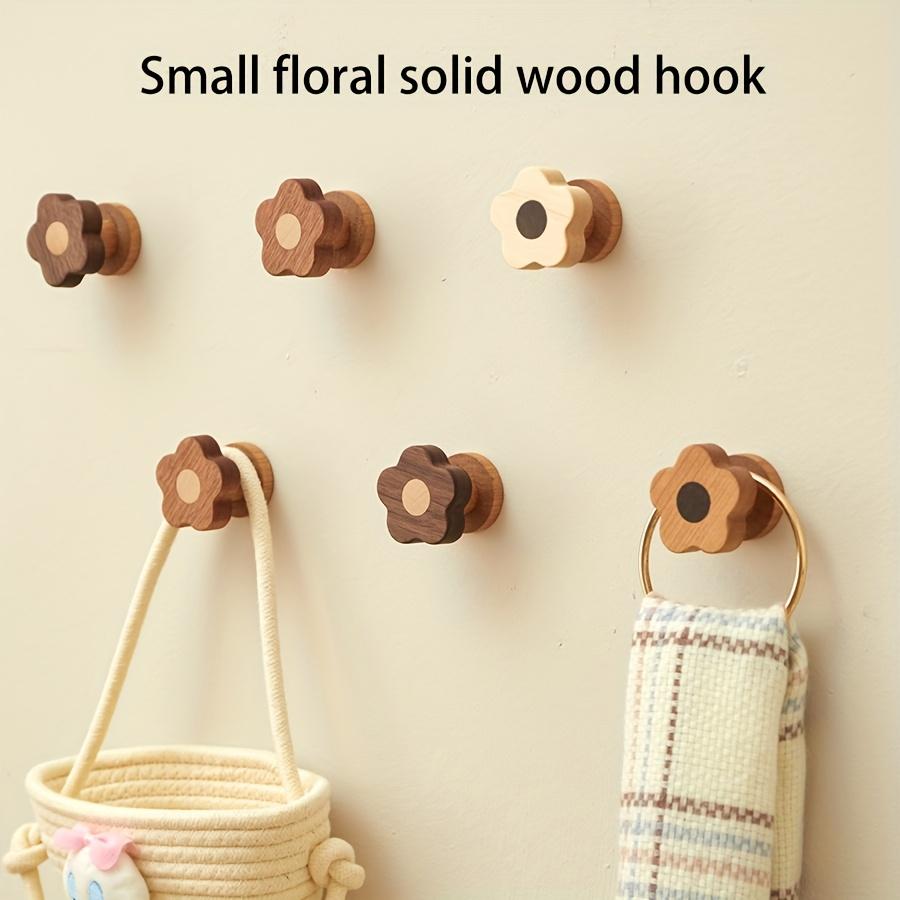 4/8 Sets Massivholz 4 Stile Floral High End Kreative Kleiderhaken, Stanzfrei Nordisch High End Massivholz Mantel- und Huthaken, Geeignet für Zuhause