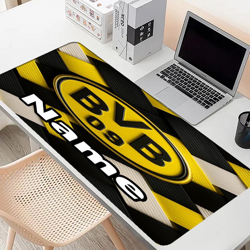 Custom Name Personalized Borussia Dortmund Pattern Mousepad, Laptop PC Desk Mat, Decorative Desk Mat for Home Keyboard Pad Gift